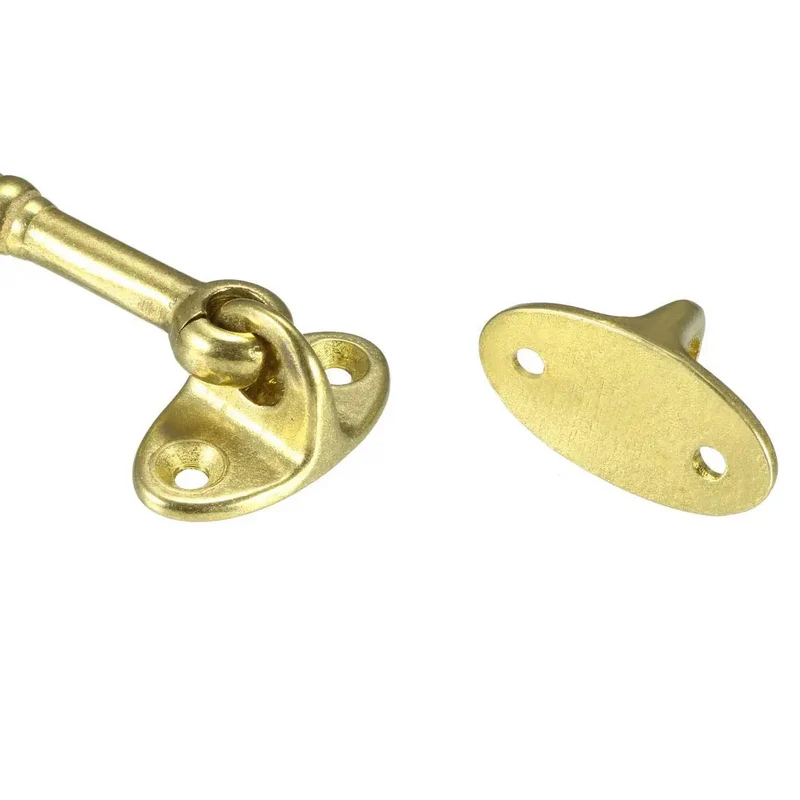 Pro Grade Built Tough Heavy Duty Brass Hook Latch With Eye Catch And Mounting Screws For Gates Doors Windows Cabinets Snaps Shut Windproof No Hassle Home Hardware