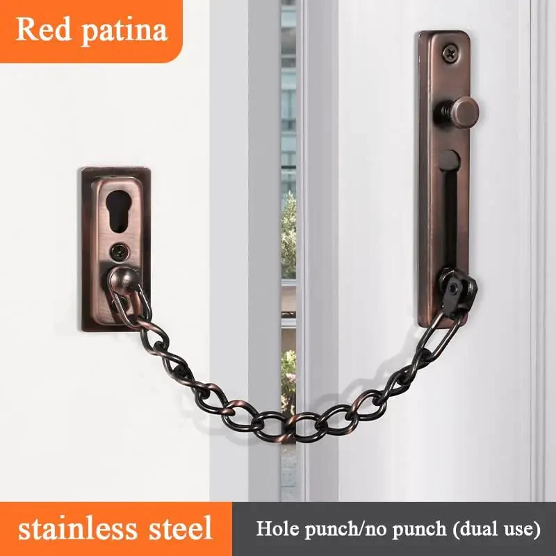 Heavy Duty Stainless Steel Door Chain Lock And Reinforced Base Sliding Bolt Gate Latch With Tough As Nails Spring Press Action For Locking It Down Tight And Zero Hassle Home Security