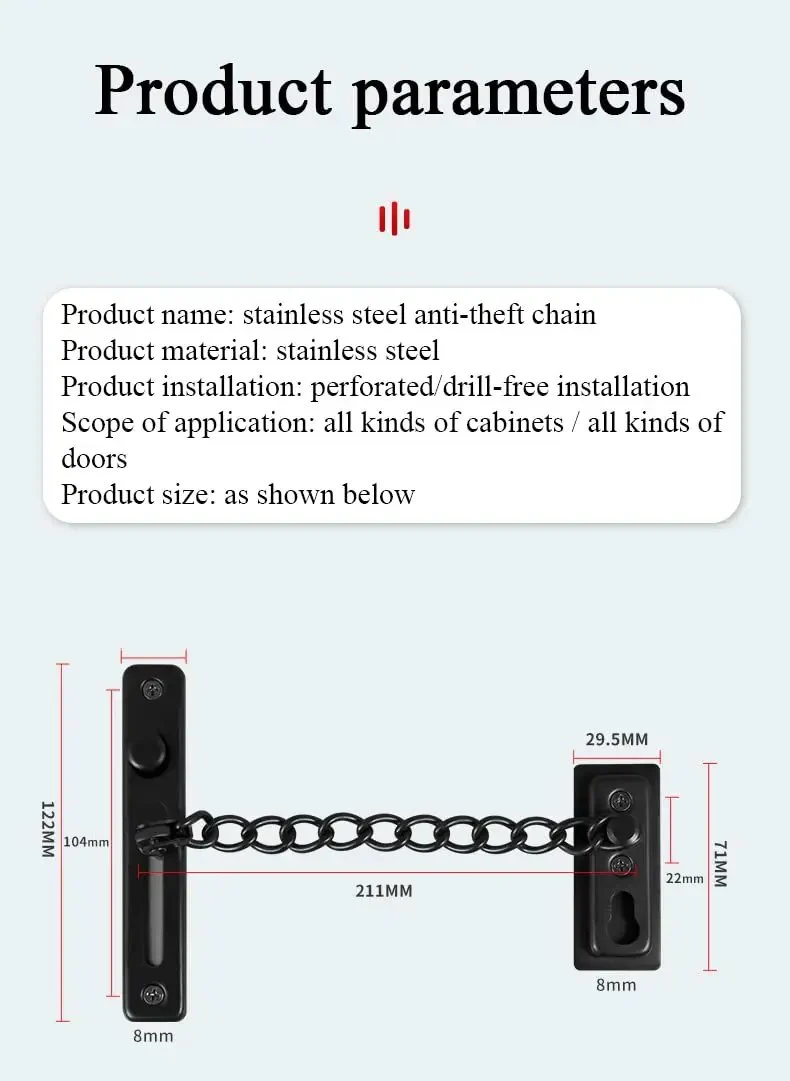Heavy Duty Stainless Steel Door Chain Lock And Reinforced Base Sliding Bolt Gate Latch With Tough As Nails Spring Press Action For Locking It Down Tight And Zero Hassle Home Security
