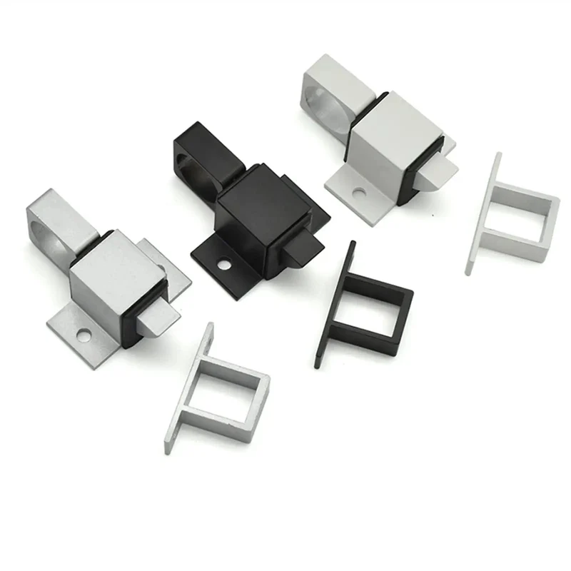 Heavy Duty Spring Latch Auto Close Door Lock In Slick Silver Aluminum Build For Hotels Offices And Secure Gates Easy Snap Install No Bells Or Whistles Just Rock Solid All Day Performance