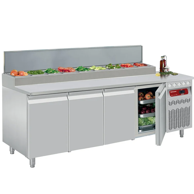 Profi Umluft-Kühltisch 4-türig , 550L , GN 1/1 , Edelstahl, DTS-10/P9