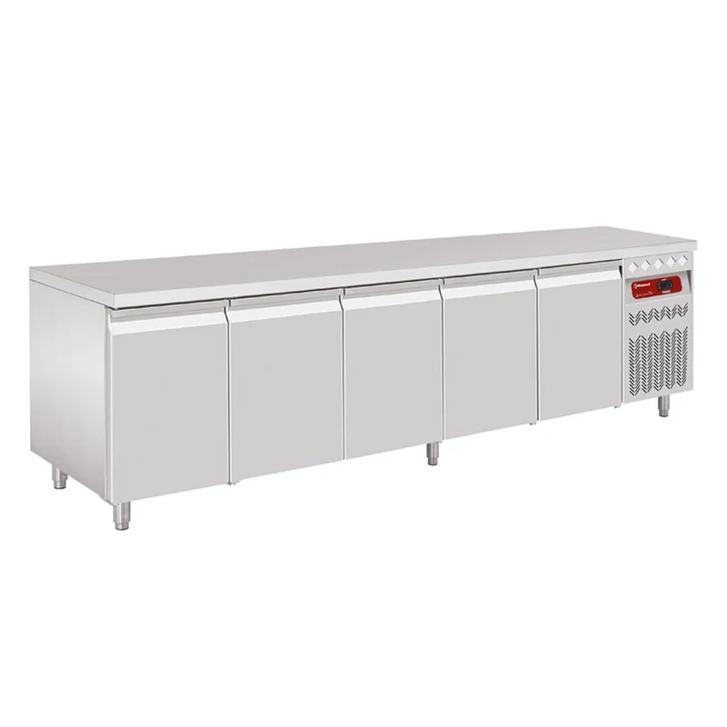 Gastro Kühltisch Edelstahl mit Umluftkühlung - 2740 mm, DT274/P9_2XCA1/2-P9