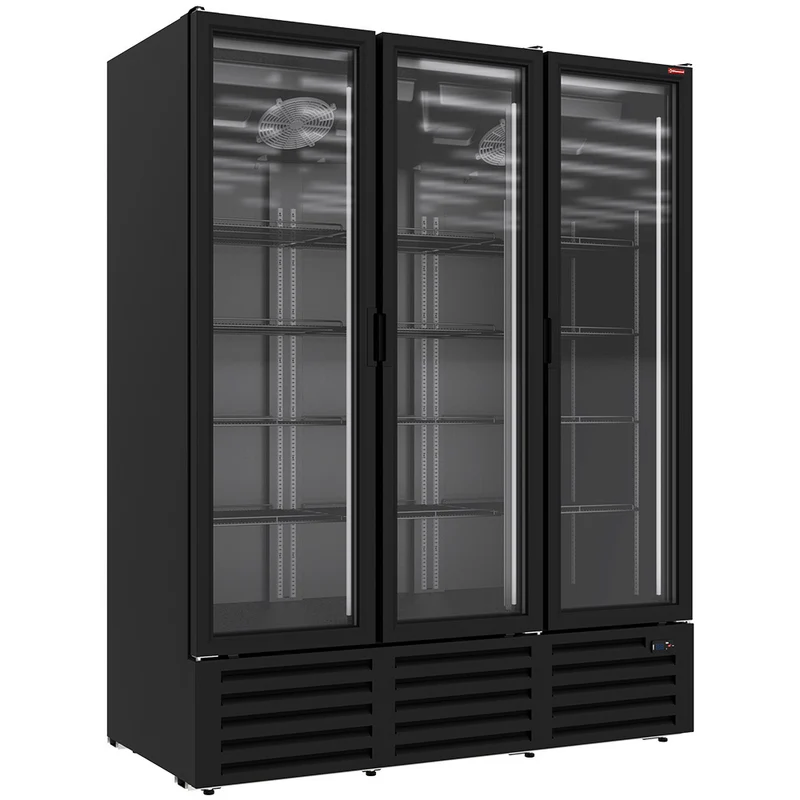 Profi Getränkekühlschrank 1455L , 3 Glastüren , Schwarz, DRP16-3B