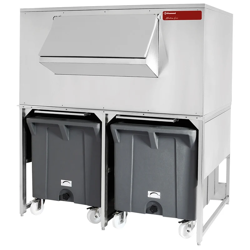 Eisvorratsbehälter mit Transportwagen , 300 kg , Edelstahl, DROLBIN/80-150