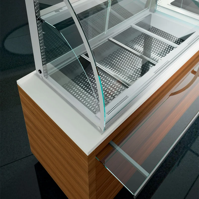 Offene Kühlvitrine mit Umluftkühlung , 3 Ebenen , 2x GN 1/1 , mit Nachtrollo, DPA/TVA308-R2