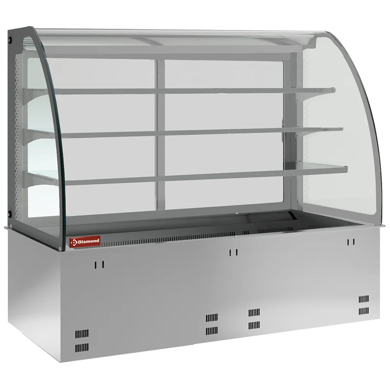 Kühlwanne mit Vitrinenaufbau , 3 Ebenen , Umluftkühlung , 2x GN 1/1 , Zentralgekühlt, DPA/RVF318-S