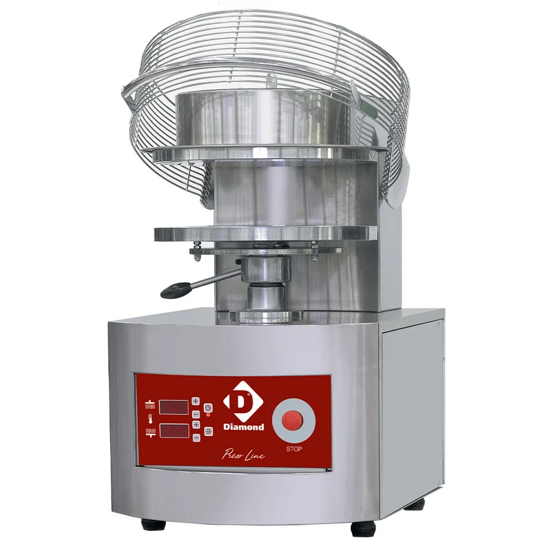 Professionelle Pizzateigpresse , beheizt , für Pizzen bis Ø 450 mm, DP45-EK-230/3-