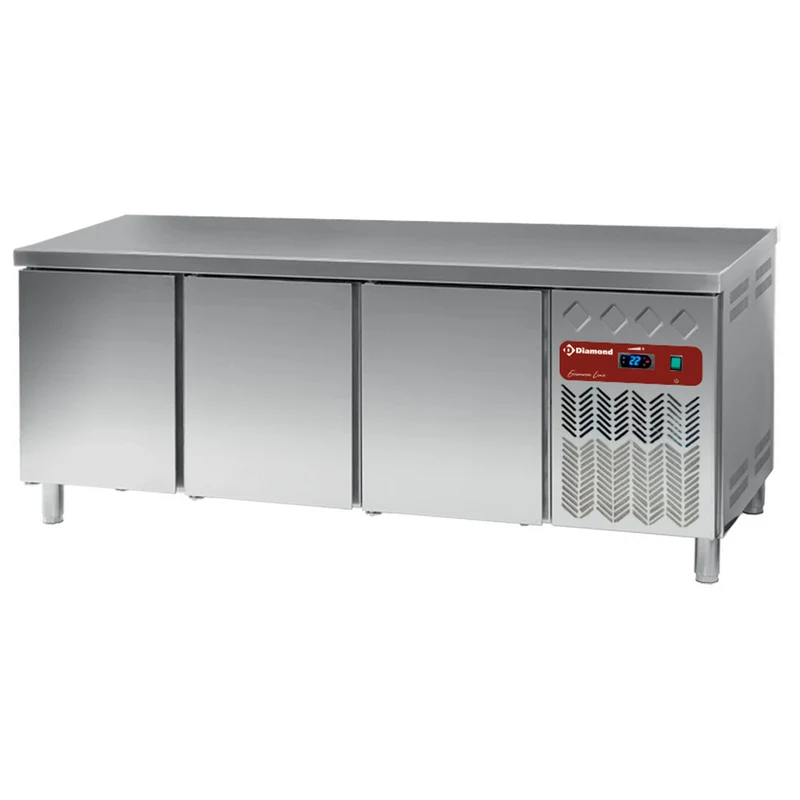 Kühltisch mit 3 Türen für Bäckernorm EN 600x400 , Edelstahl & Umluft, DP202/PC-R2