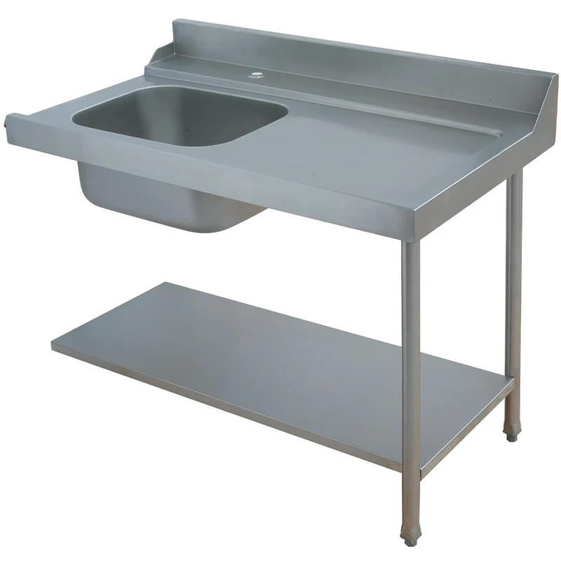 Einlauftisch rechts, 1200 mm – Edelstahl, höhenverstellbar, DLV-D12-SH/R