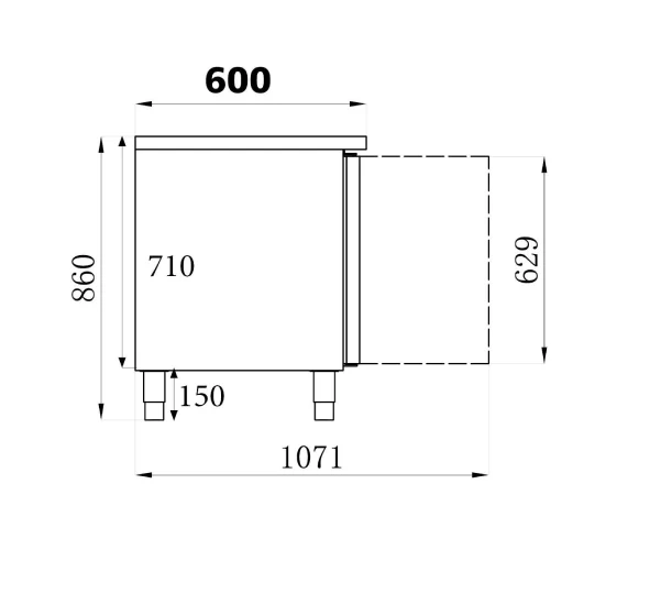 600 Kühltisch mit 4 Türen, 511 Liter