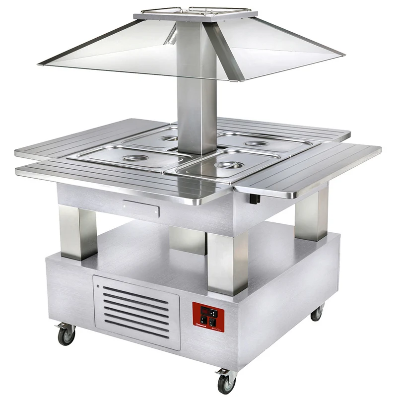 Insel-Salatbar gekühlt für 4x GN 1/1 , Holzdekor Weiß, CSB/4D-A1-R2
