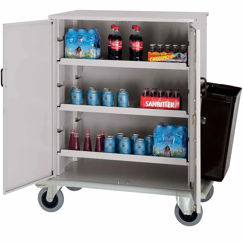 Minibarwagen abschließbar , 3 verstellbare Böden , Rammschutz, CMB/2
