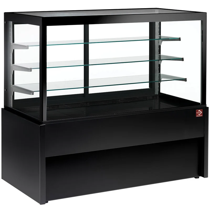 Panorama Kühlvitrine 150 cm , Umluftkühlung , 4 Ebenen , Schwarz, CB15V-B9/P2