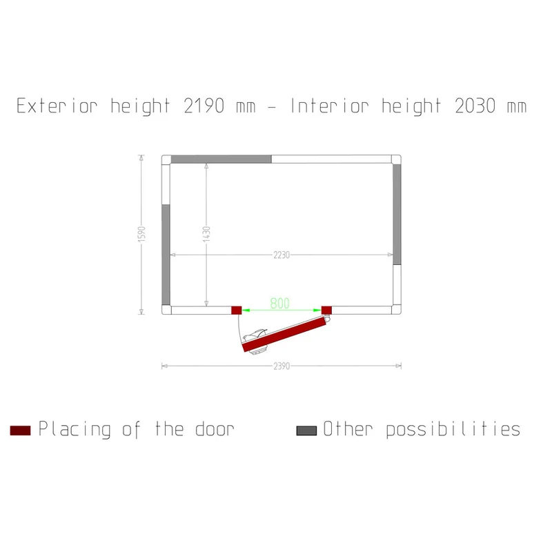 Tiefkühlzelle 6,5 m³ , 80 mm Isolierung , Flexibler Türanschlag, C67B/BF