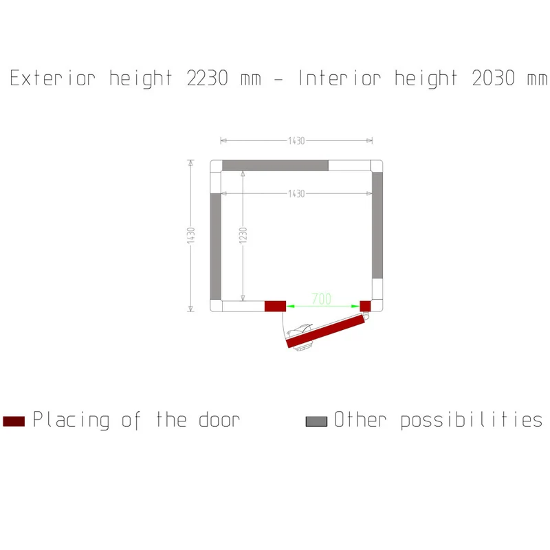 Tiefkühlzelle 3,6 m³ , 100 mm Isolierung , Tür flexibel montierbar, C40B/10BF
