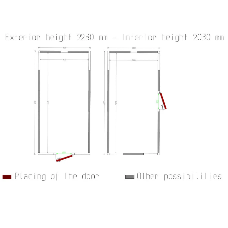 Tiefkühlzelle 36,8 m³ , 100 mm Isolierung , mit Türheizung & Druckausgleichsventil, C3810/XBF