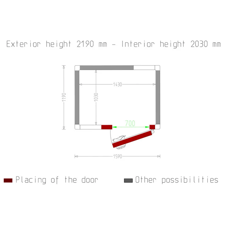 Tiefkühlzelle 2,99 m³ , 80 mm Isolierung , Druckausgleichsventil, C31B/BF