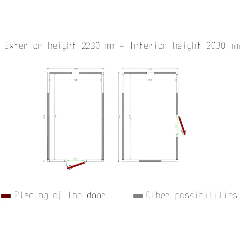 Tiefkühlzelle 29,22 m³ , 100 mm Isolierung , Tür flexibel montierbar, C2910/XBF