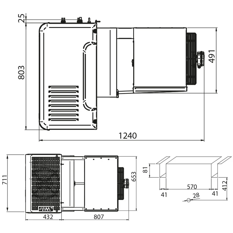 Huckepack-Tiefkühlaggregat -15/-25 °C für Kühlzellen bis 29,6 m³, AN300T-3G-R2