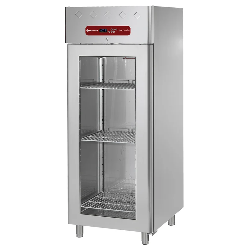 Gastro Tiefkühlschrank 700L , Glastür & Umluftkühlung , GN 2/1, AD1B/HG-R2