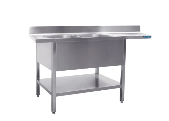 SARO Spülcenter mit 2 Becken, links - 700 mm Tiefe, 2000mm