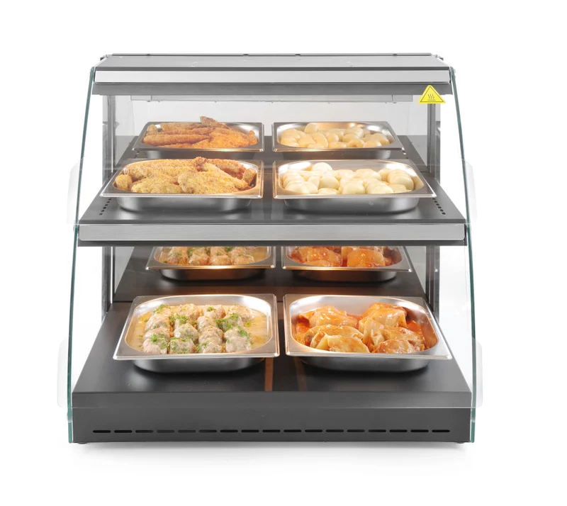 Warmhaltevitrine mit Quarzheizung, 2 Regalböden