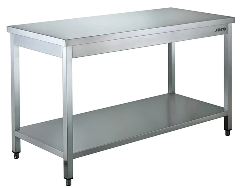 SARO Edelstahltisch, mit Unterblatt - 600 mm Tiefe, 1800mm