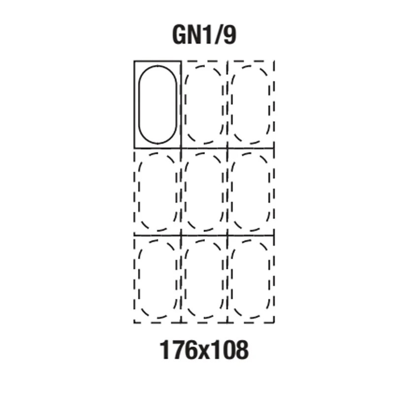 GN-Behälter 1/9, 100 mm tief , Edelstahl , 1,0 Liter, 1/9-100