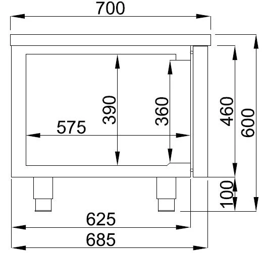 Kühltisch 650 hoch, 2 Türen, 180 Liter