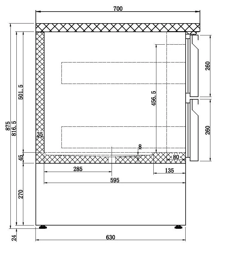 Kühltisch mit 6 Schubladen, 400 Liter