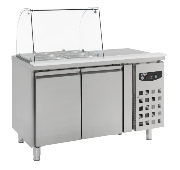 Kühltisch / Salattheke mit Aufsatzglas und 2 Türen, 314 Liter Premium