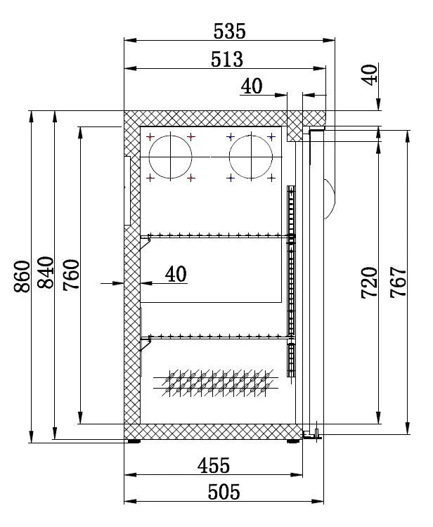 Barkühler Schwarz 4 Türen 698LTR