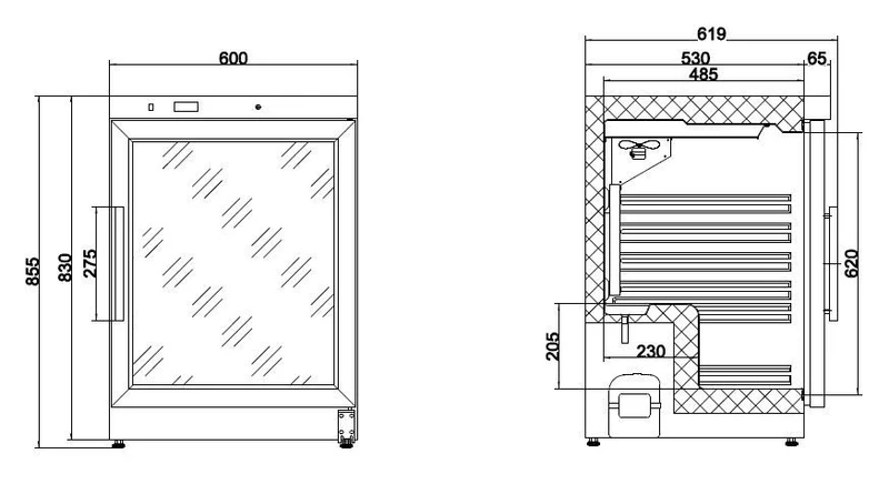 Kühlschrank 1 Glastür, 130 Liter