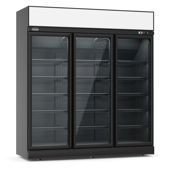 Tiefkühlschrank mit 3 Glastüren, schwarz 1530 Liter