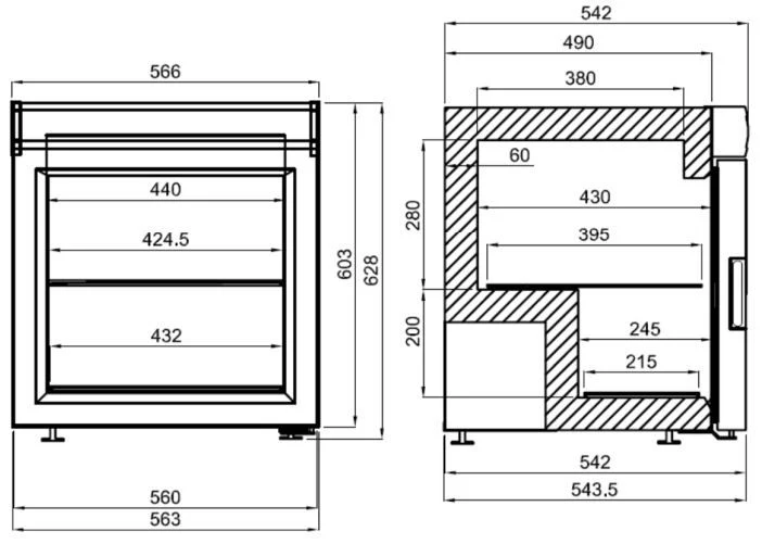 Tischmodell Tiefkühlschrank mit Glastür für Eis