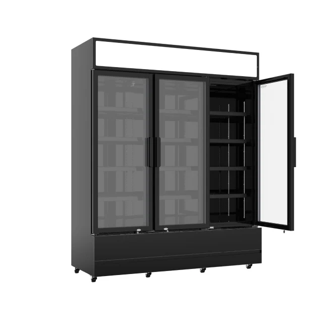 Kühlschrank/ Getränkekühlschrank mit 3 Glastüren, 1065 Liter, in schwarz