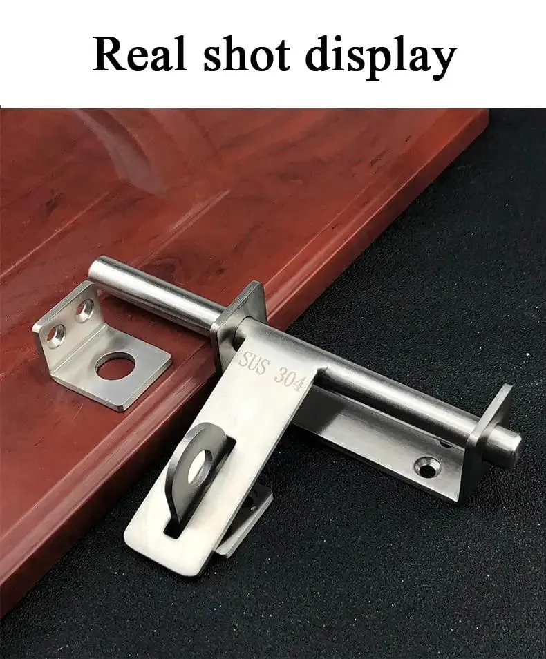 Heavy Duty Stainless Steel Sliding Door Bolt Gate Latch With Padlock Hole Works Both Ways For Left Right Swinging Doors Lockdown Security Two Way Slide Bolt Tough As Nails Hasp Design Secure Privacy Gate Hardware Upgrade