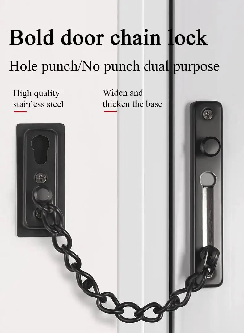 Premium Stainless Steel Door Chain Lock With Heavy Duty Sliding Bolt Gate Latch Hardware For Knockback Entry Security And Tough Outdoor Rust Free Daily Grind Protection