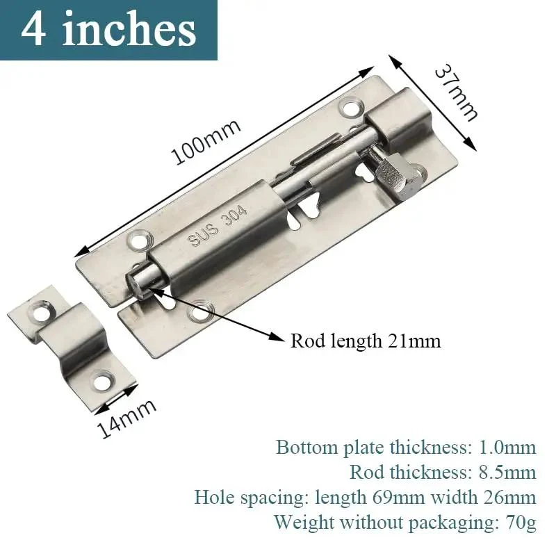 Heavy Duty Stainless Steel Slide Barrel Bolt Gate Latch Four Pack Quick Install Yard Security Lock Hog Tight Grip Snap Together Pet Safe Smooth Operation No Fuss Setup