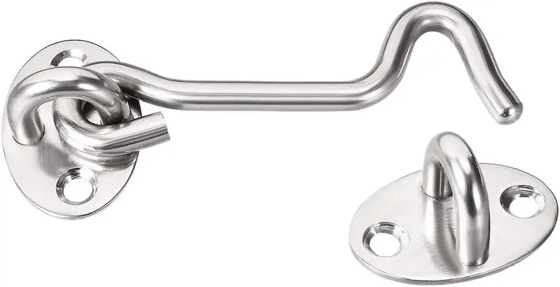 Heavy Duty Stainless Steel Hook And Snap Latch For Outdoor Gate Cabin Door Or Window With Included Mounting Screws Secure Windproof Hardware Hassle Free Install Sleek Brushed Finish Badass Secure Lock System