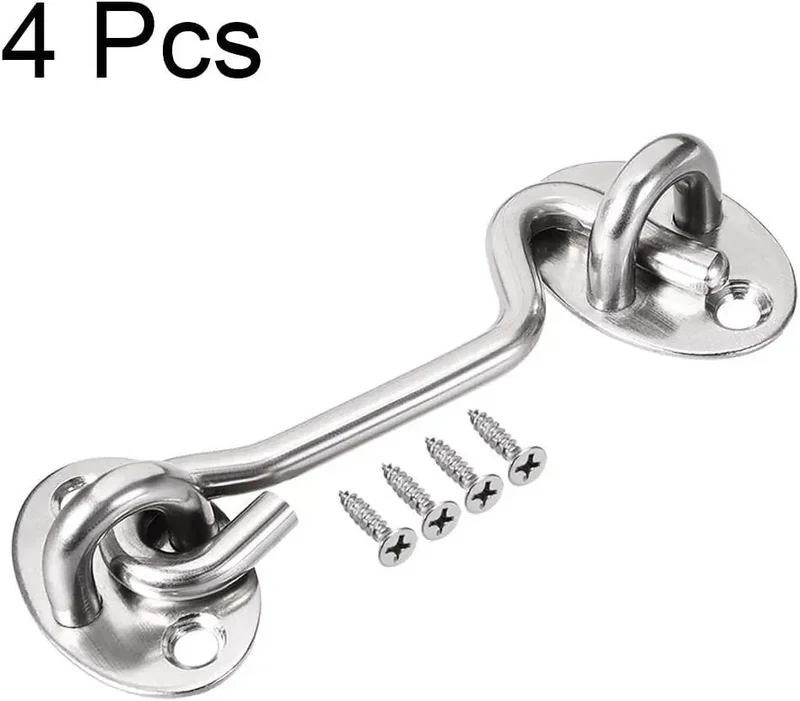 Heavy Duty Stainless Steel Hook And Snap Latch For Outdoor Gate Cabin Door Or Window With Included Mounting Screws Secure Windproof Hardware Hassle Free Install Sleek Brushed Finish Badass Secure Lock System