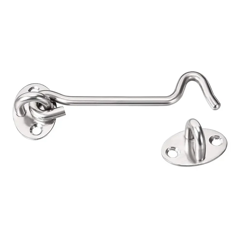 Heavy Duty Tough As Nails Stainless Steel Gate Hook Latch And Window Catch For Cabin Swing Doors Featuring Brushed Finish And Included Mounting Screws For Windproof Secure Grip