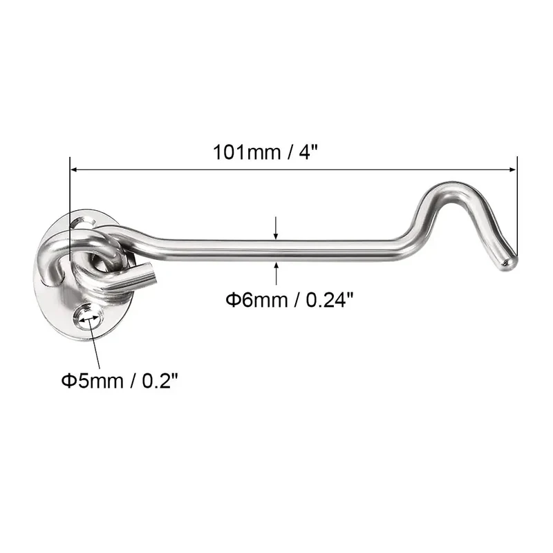 Heavy Duty Tough As Nails Stainless Steel Gate Hook Latch And Window Catch For Cabin Swing Doors Featuring Brushed Finish And Included Mounting Screws For Windproof Secure Grip