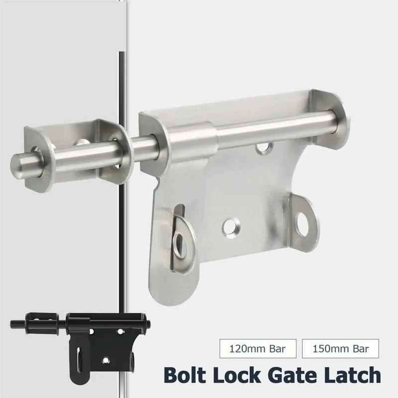 Heavy Duty Stainless Steel Gate Latch Lock With 150 Millimeter Bar For Wooden Garden Gates Backyard Security Weather Resistant Outdoor Hardware No Fuss Setup Rock Solid Build Quality
