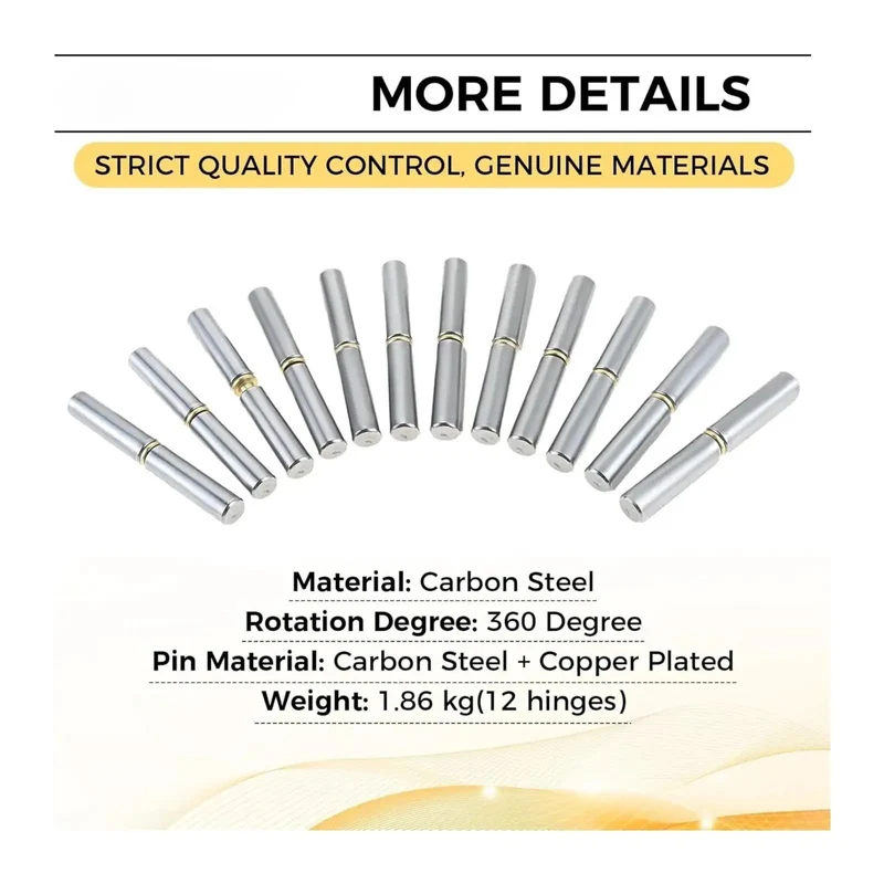 Workhorse Grade 12 Piece Weld On Bullet Hinges For Yard Gates Top Shelf Heavy Duty Carbon Steel Barrel Joint With Quick Tack Install 120 X 16 Mm 9 Mm Pin Profile