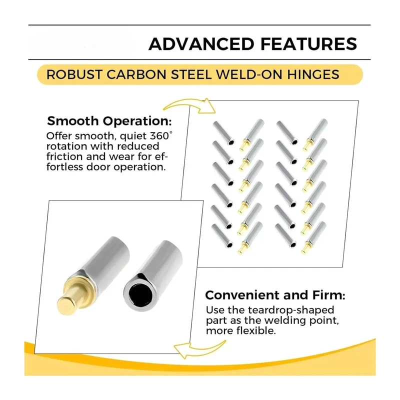 Workhorse Grade 12 Piece Weld On Bullet Hinges For Yard Gates Top Shelf Heavy Duty Carbon Steel Barrel Joint With Quick Tack Install 120 X 16 Mm 9 Mm Pin Profile