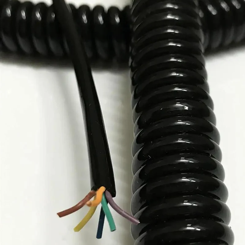 Hella Flexible Coiled Extension Cord With Spiral Spring Design For Rapid Retracting And Zero Tangle Stress Fast Six Core Data Charging Cable That Stretches Up To Three Meters Heavy Duty Wire For Everyday Gaming And Travel