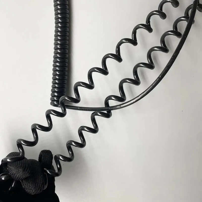 Heavy Duty Coiled Power Extension Cord With Five Core Wiring And Tough Polyurethane Jacket Self Stretching Spring Design Tangle Free Flex Cable For Shop And Home