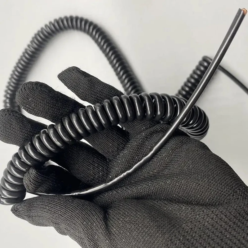 Heavy Duty Coiled Power Extension Cord With Five Core Wiring And Tough Polyurethane Jacket Self Stretching Spring Design Tangle Free Flex Cable For Shop And Home