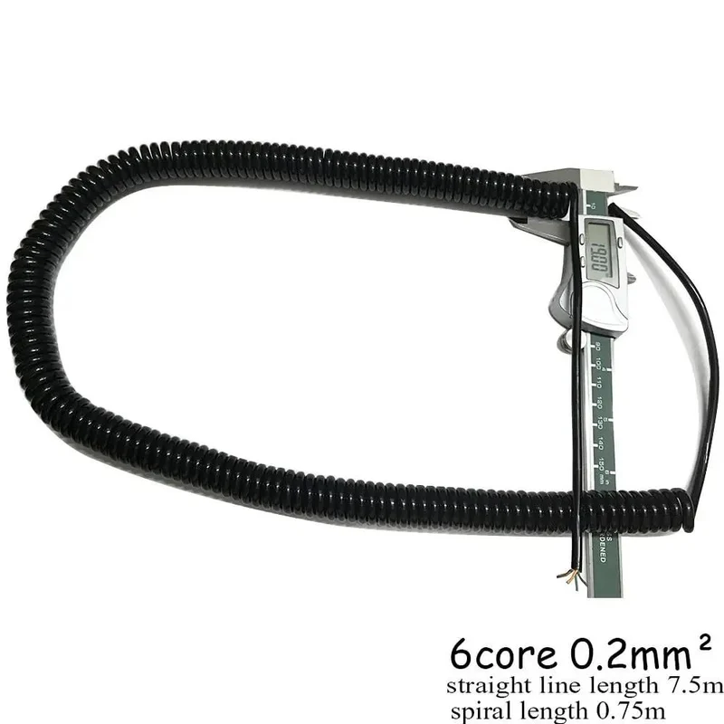 Heavy Duty Six Core Coiled Extension Cord With Spiral Spring Retraction For Mobile Equipment And Fixed Setups Tangle Free Stretch Cable Delivers Slick Operation And Rock Solid Connections Zero Drama Guaranteed